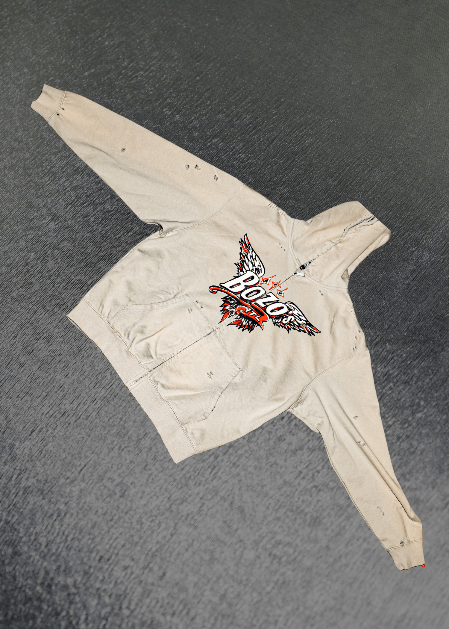 GREY ATL ZIP UP HOODIE
