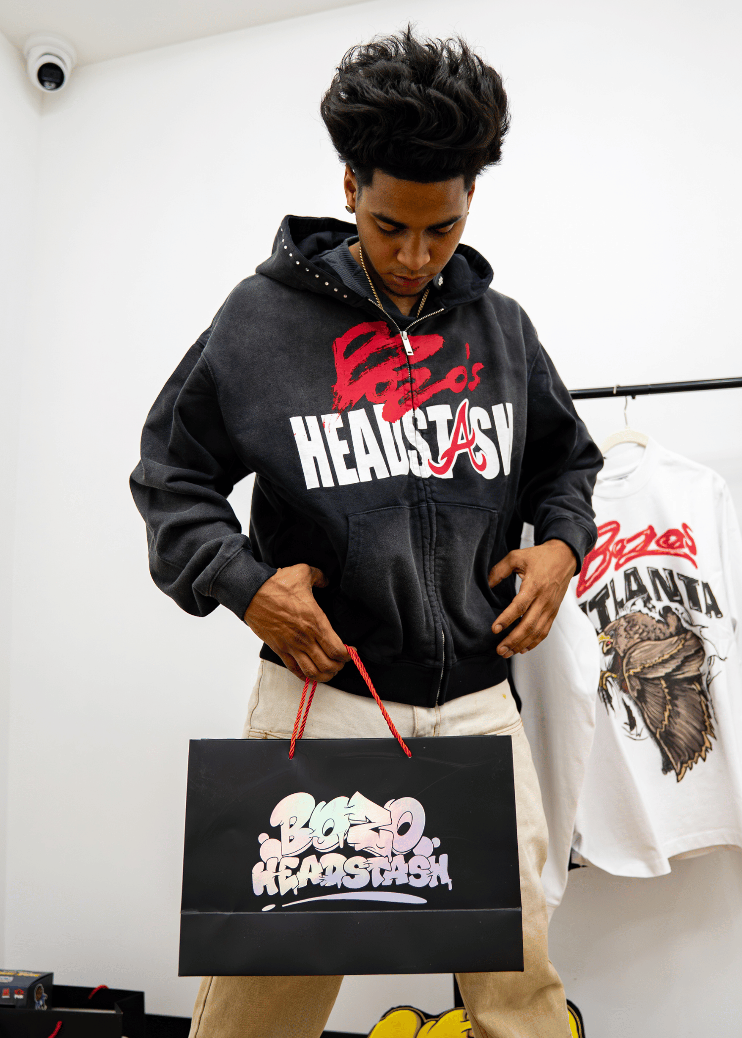 BLACK ATL ZIP UP HOODIE