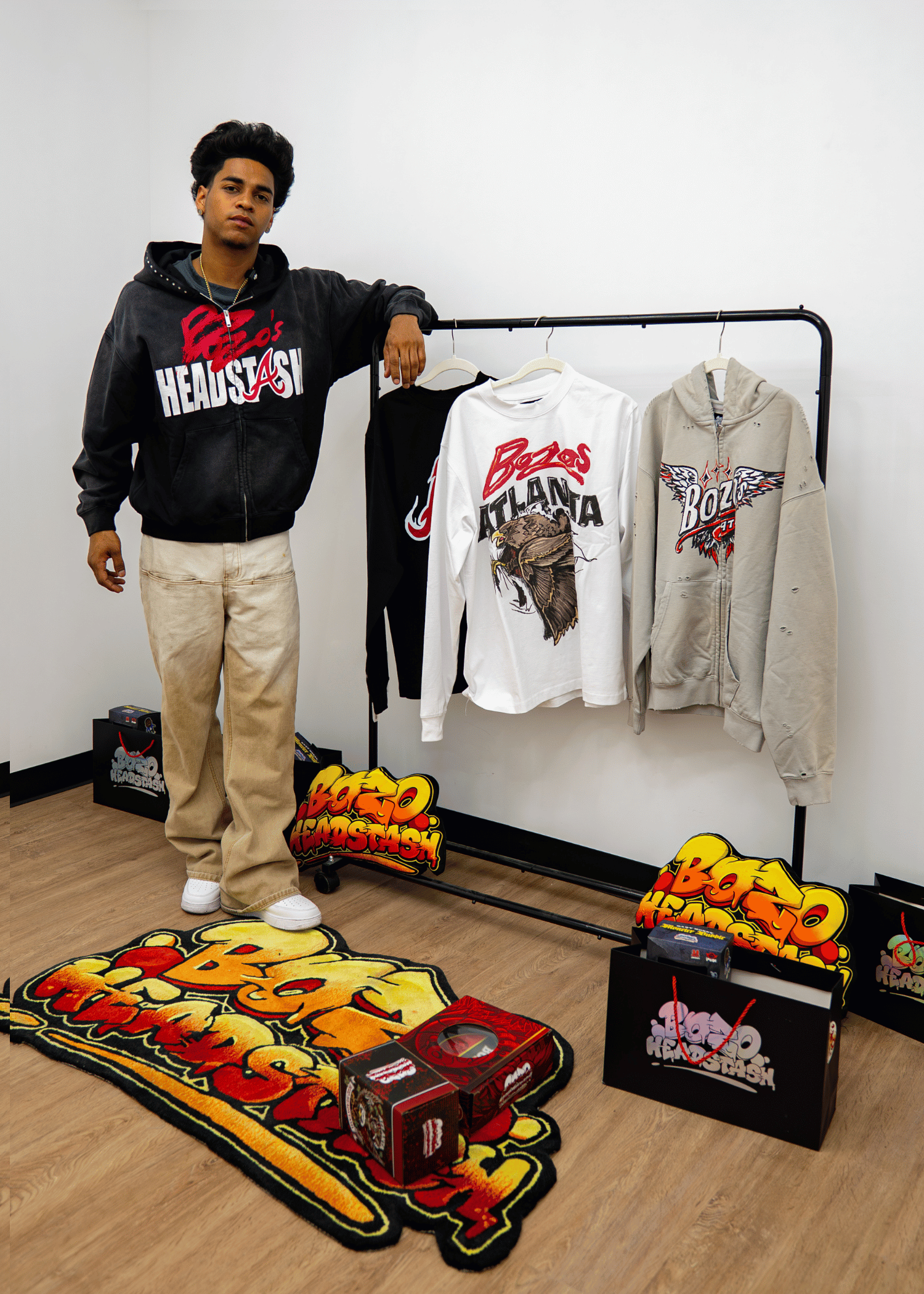 BLACK ATL ZIP UP HOODIE