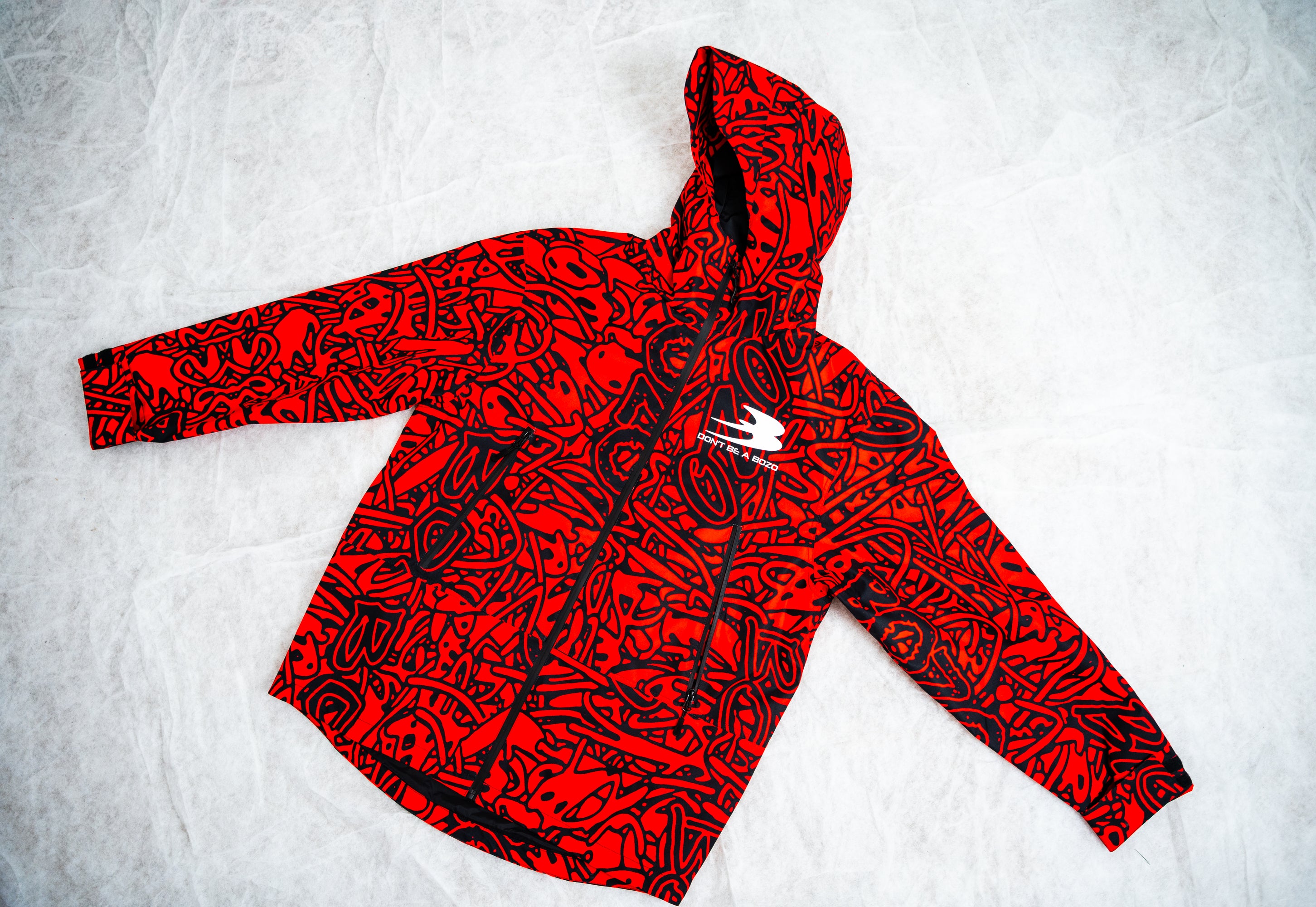 Red bozo ski suit