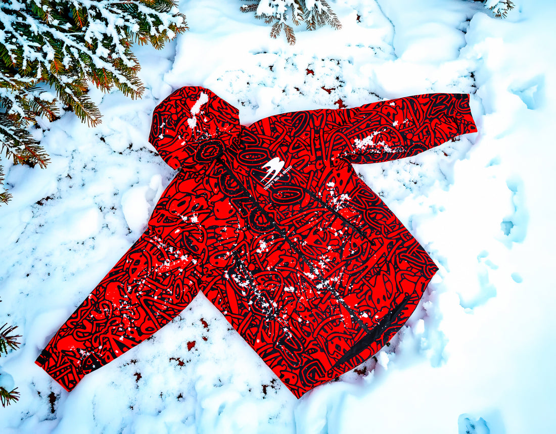 Red bozo ski suit