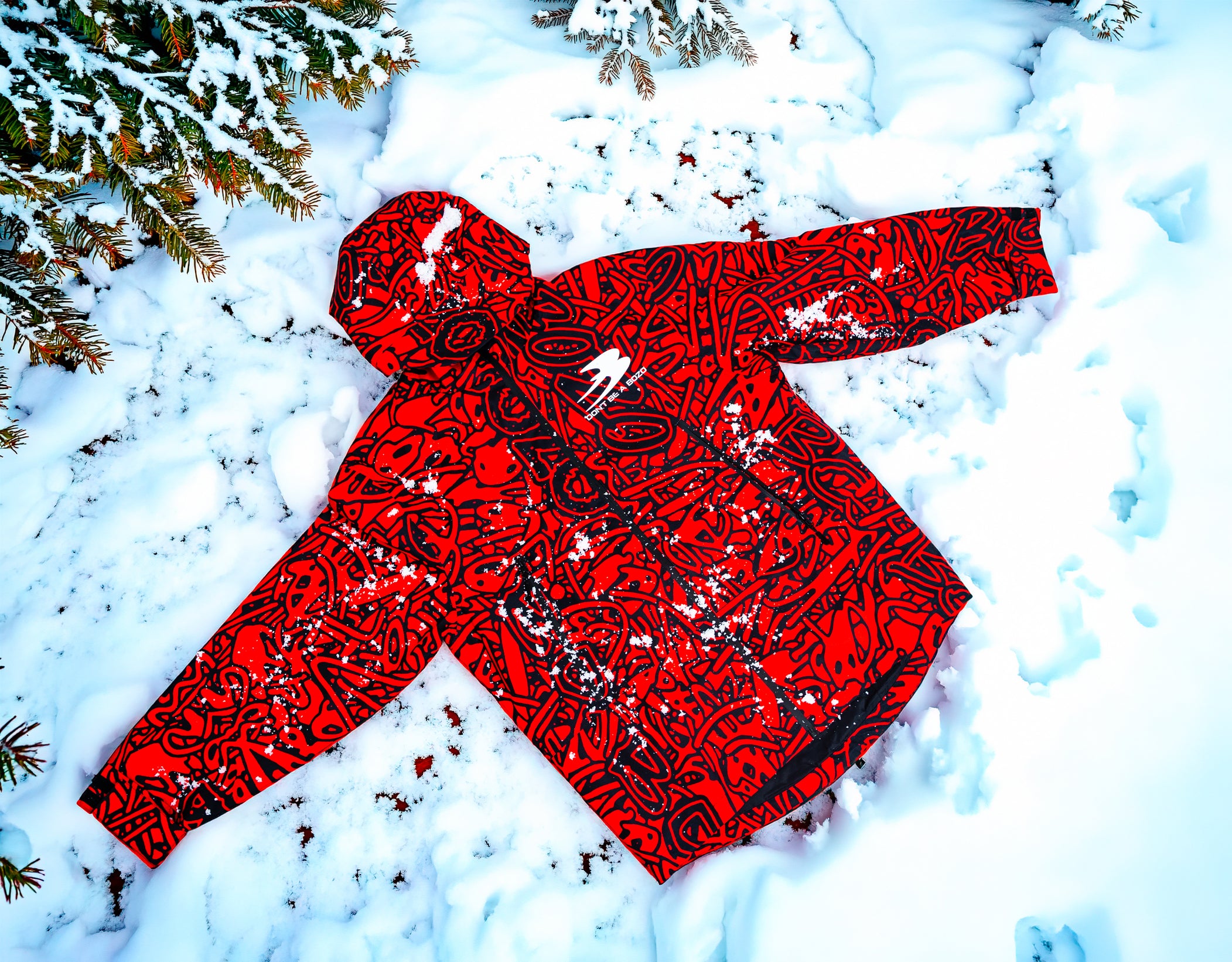 Red bozo ski suit