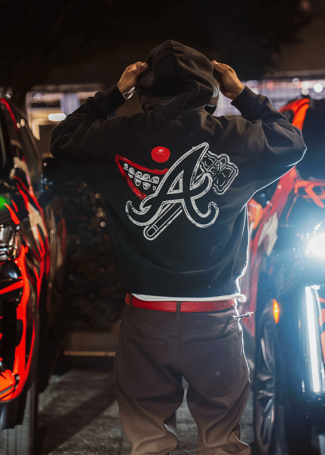 BLACK ATL ZIP UP HOODIE