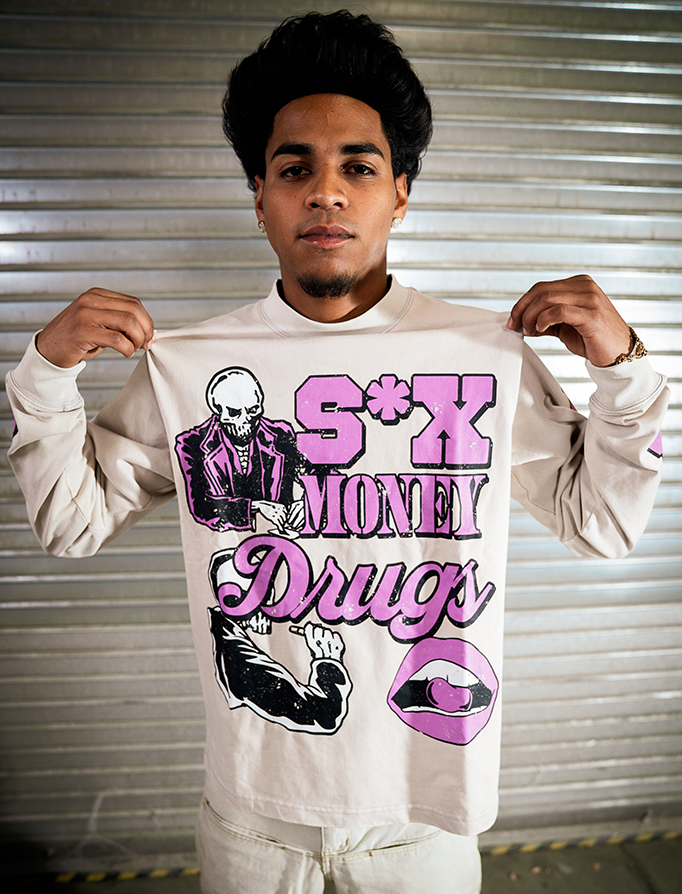 S*X MONEY DRUGS LONG SLEEVE (Light Gray)